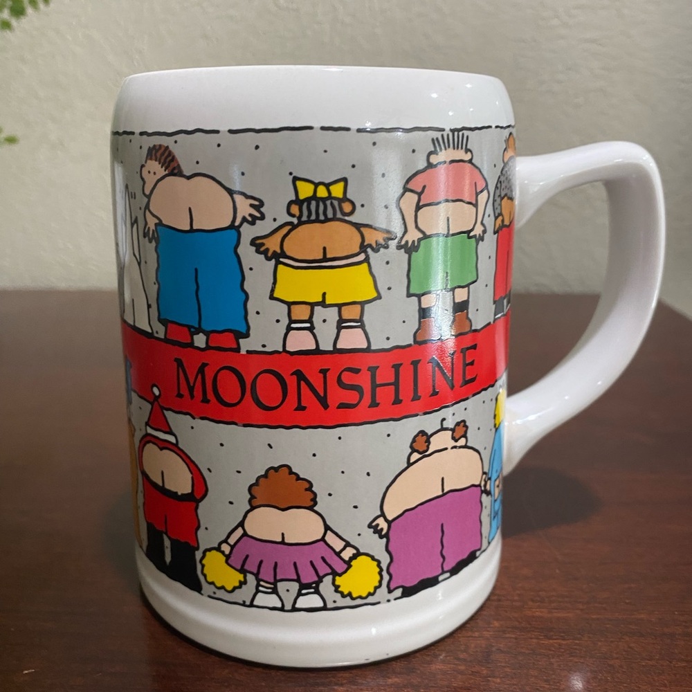 Vintage, “Moonshine” Mug Featuring Cartoon Characters Mooning